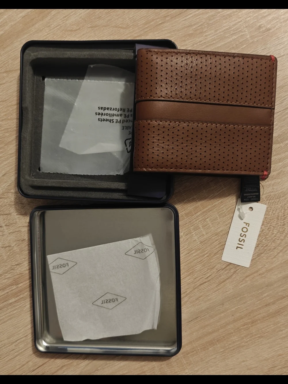 Fossil Sport Tourer Wallet Cognac Brown Leather Bifold RFID